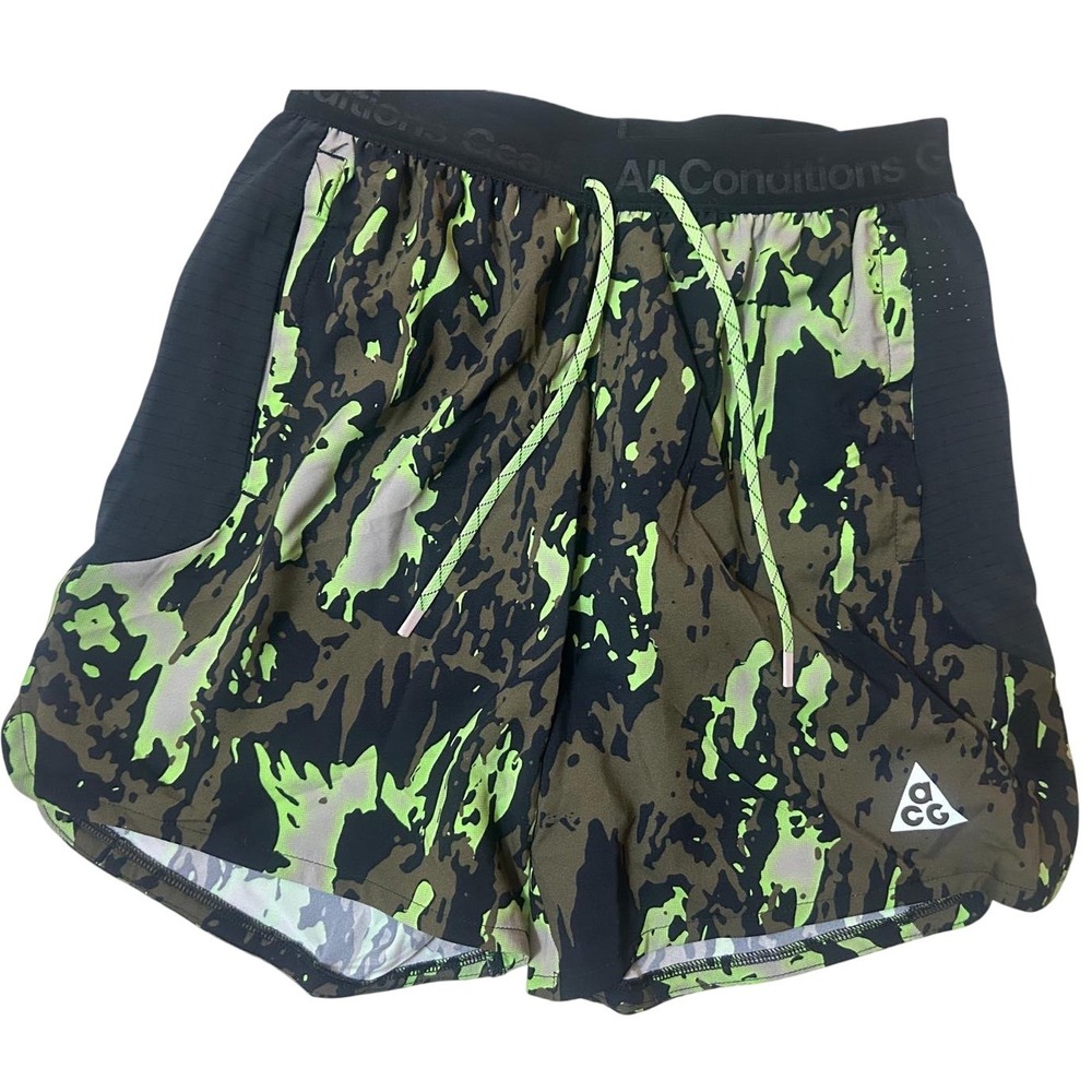 Nike ACG Dri-FIT Trail Running Shorts Men XS Camo Green Excellent Camo Print